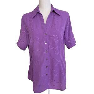 Flowered V neck Purple blouse